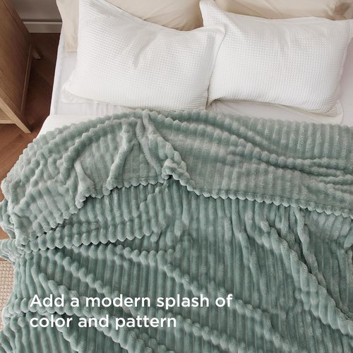 Bedsure GentleSoft California King Size Blanket - Cozy Sage Green Throw, 102x96 Inches