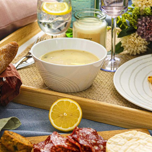 BZYOO BPA-Free Dishwasher Safe 100% Melamine Plastic Plate & Bowl Set Casual dining Indoor and Outdoor Dining Party (12 PCS Dinnerware set, Service for 4, white planet)