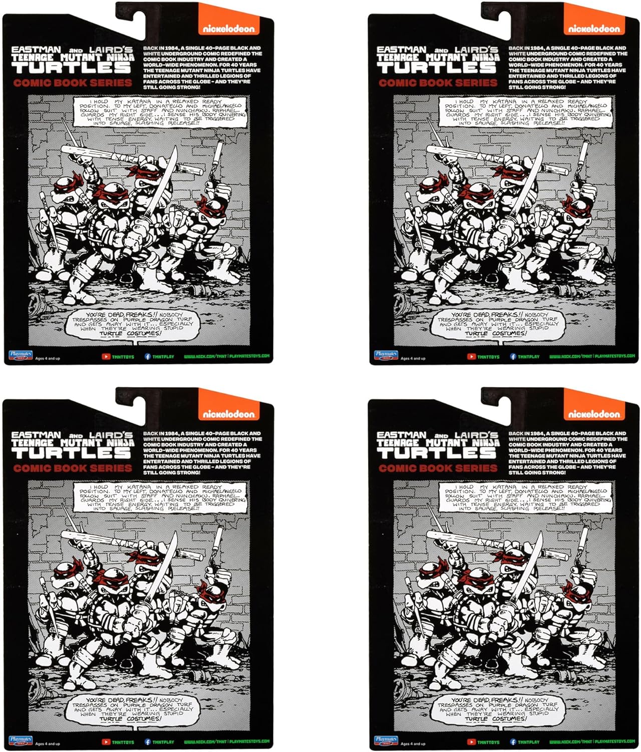 Playmates Toys Teenage Mutant Ninja Turtles Comic Book Figures - Black & White Set with Comic Book