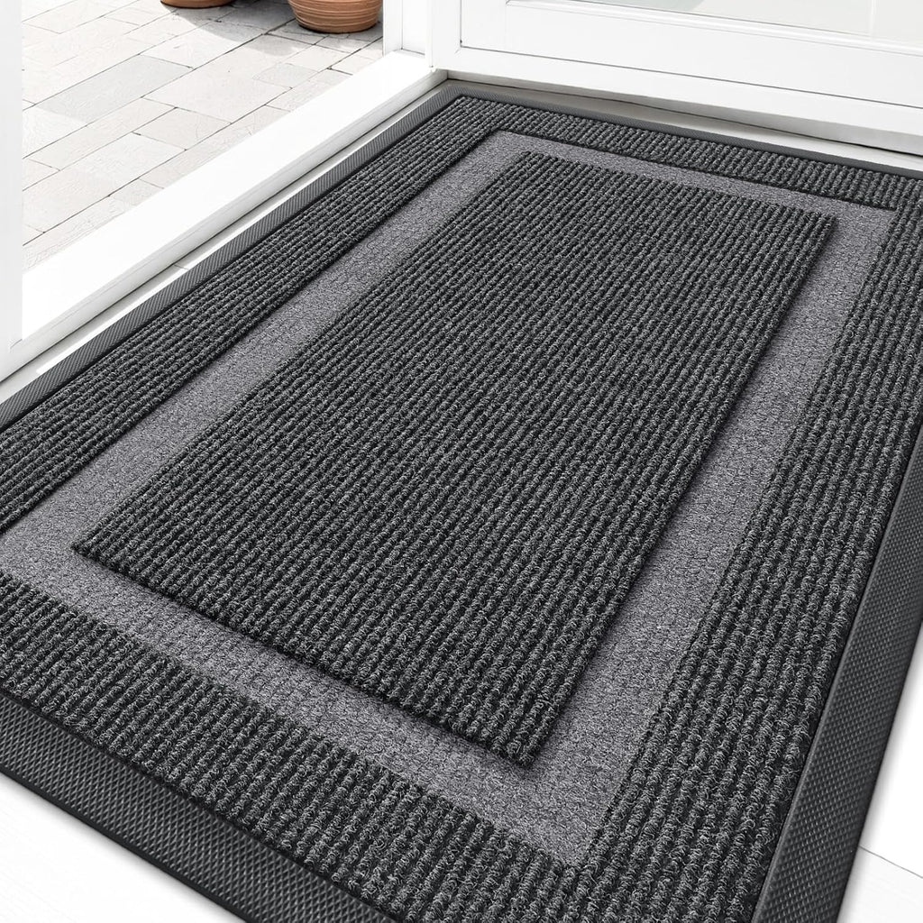 OLANLY Indoor Outdoor Front Door Mat - Waterproof All-Weather Doormat, Easy Clean, 36x24, Grey