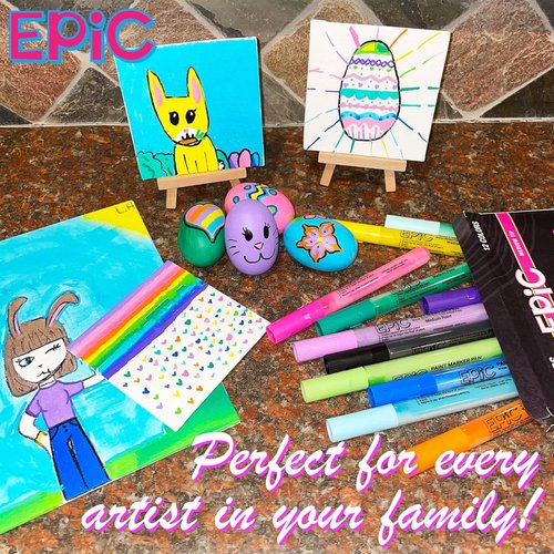 Epic Paint Markers - 12 Pack of Non-Toxic Acrylic Pens | Medium Tip for Multi-Surface DIY Crafts