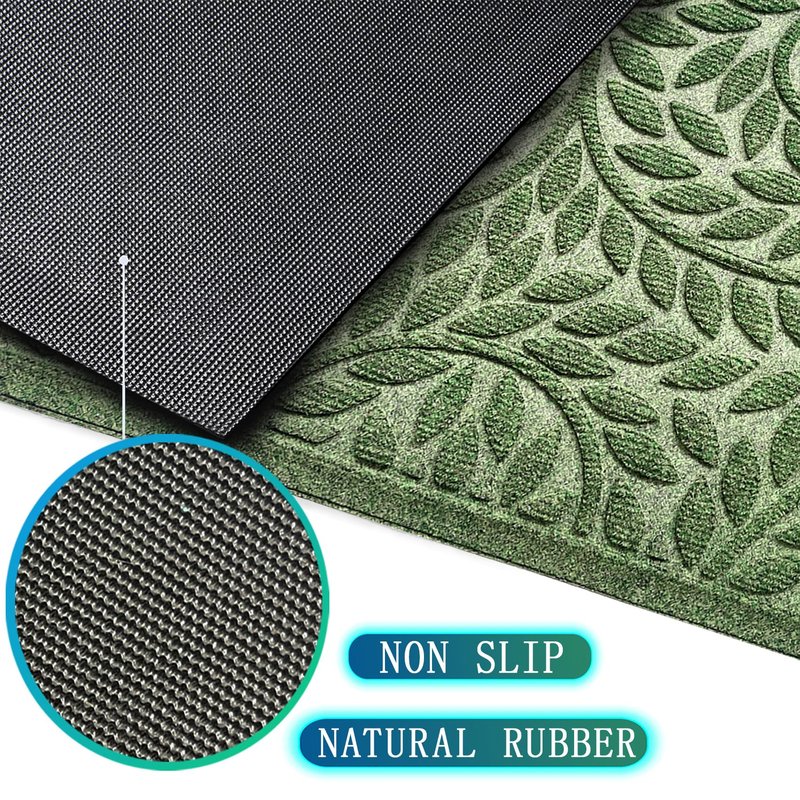 Bulijojo Front Door Mat Entrance,Durable Heavy Duty Welcome Mat,Thick Absorbent Natural Rubber Non Slip Mat,Sturdy Entryway Green 47"x32"
