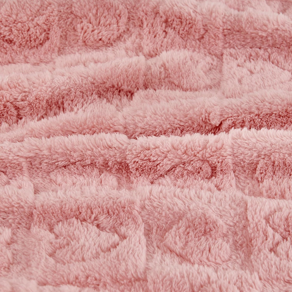 Yurhap Fleece Baby Blanket - Ultra Soft Heart Checkered Design for Girls & Boys | 30”×40” Dark Pink