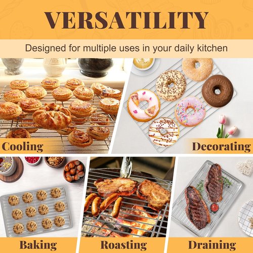 Cooling Racks - Skiennix 3-Tier Stackable Wire Baking Rack for Oven Cooking & Grilling | Dishwasher Safe, Silver