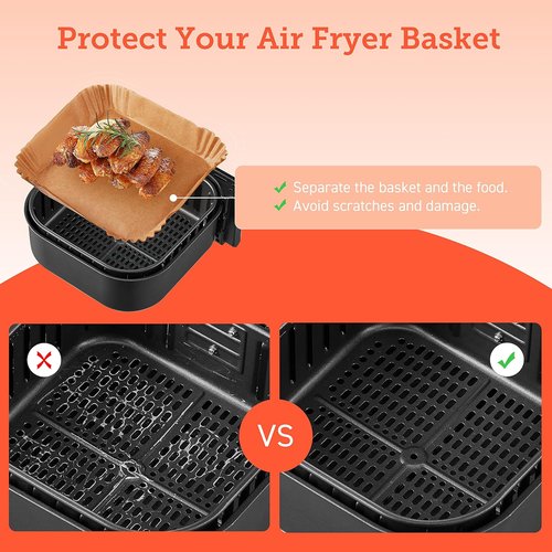 COSORI Air Fryer Liners - 100 PCS Non-Stick Disposable Paper Liners | 7.9" Unbleached, Heat Resistant Up to 465°F
