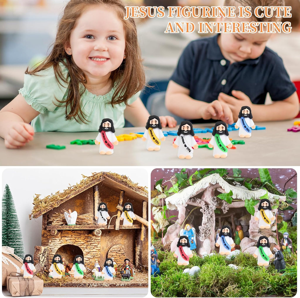 Nedeqi Mini Jesus Figurines - 60 PCS Pocket-Sized Rubber Jesus Figures for Religious Favors & Gifts