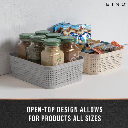 BINO Woven Plastic Basket - Stylish Home Organization | XS Natural, 5-Pack | Space-Saving Design