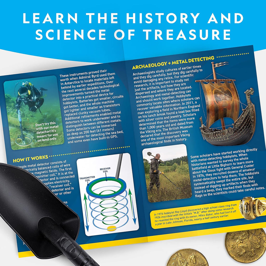 National Geographic Metal Detector for Kids - Waterproof 7.4" Coil, Lightweight Gold Detector with LCD Display