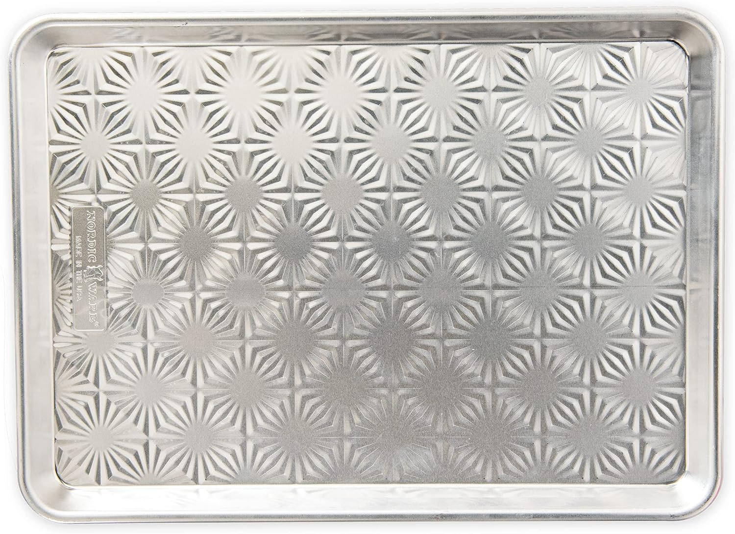 Nordic Ware Half Sheet Pan - Vintage Starburst Design in Natural Uncoated Aluminum with Reinforced Steel Rim