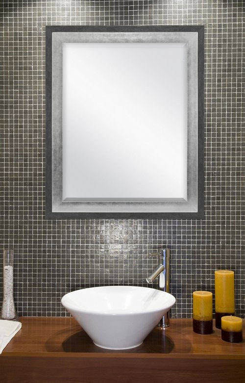 MCS 22x28 Inch Wall Mirror, 28x34 Inch Overall Size, Concrete with Silver Finish