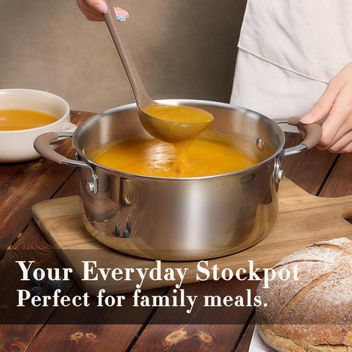 CAROTE 19-Piece Stainless Steel Cookware Set - Induction-Ready Pots & Pans with Detachable Handle, Oven Safe, Woodgrain Finish