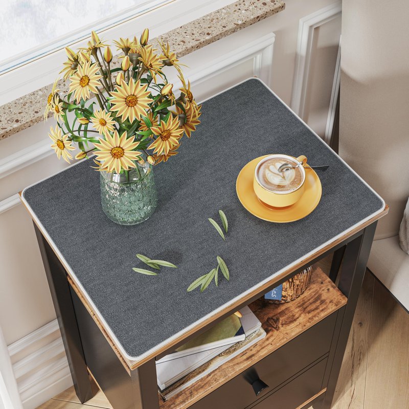 DAWNTREES Night Stand Cover for Top,23.6" x 15.7" Small Bedside Table Cloth,Waterproof and Anti Slip,Nightstand Mat Protector,Dark Gray