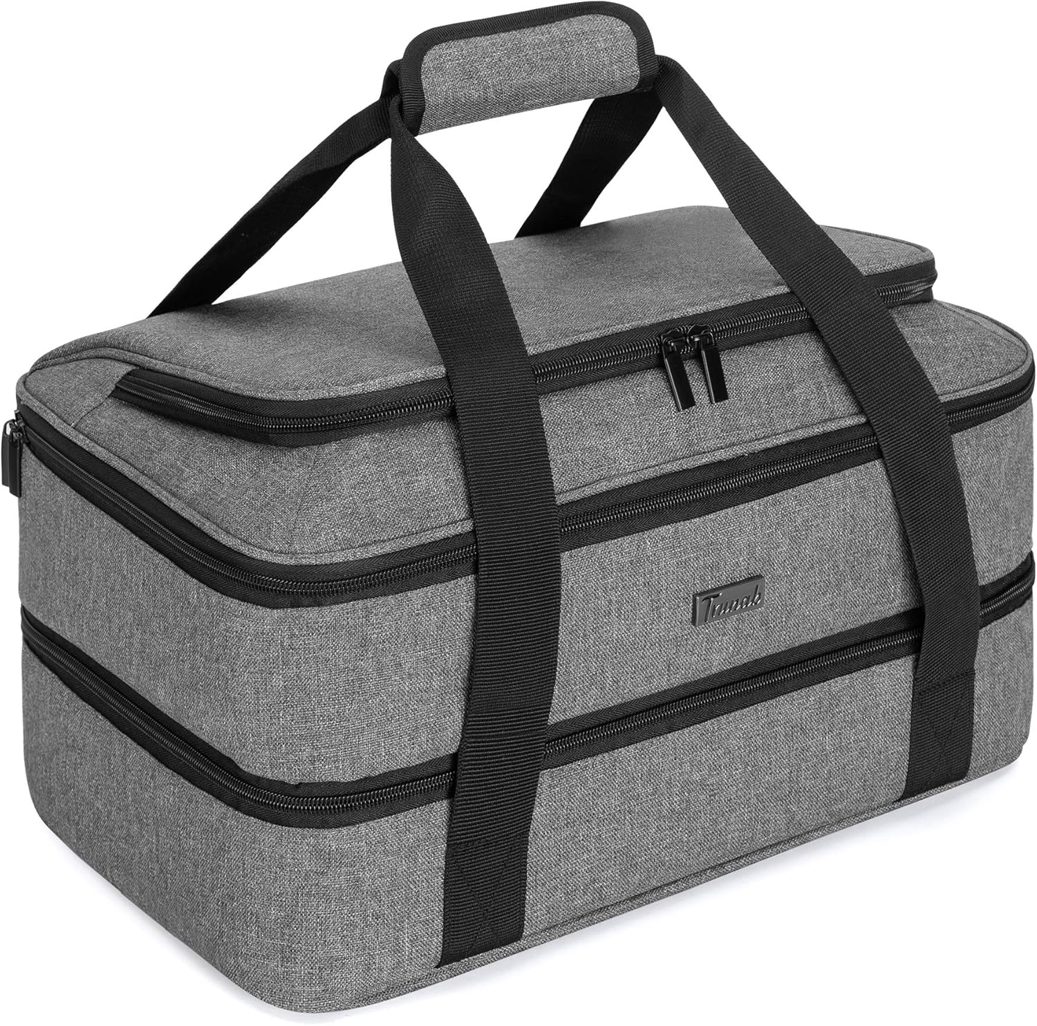 Trunab Casserole Carrier - Insulated Thermal Tote Bag for Hot or Cold Food | Fits 9" x 13" Baking Dish, Grey