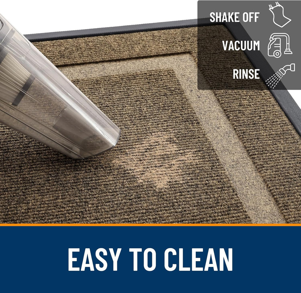 OLANLY Waterproof Front Door Mat - All-Season, Sturdy Natural Rubber, Easy Clean | 71x23, Brown