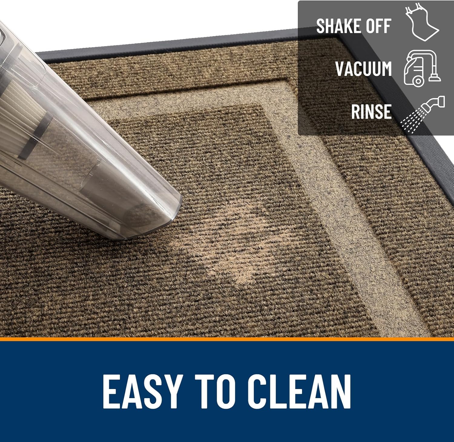 OLANLY Waterproof Front Door Mat - All-Season, Sturdy Natural Rubber, Easy Clean | 71x23, Brown