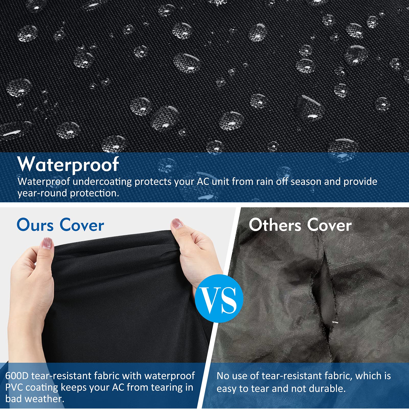 FORSPARK Air Conditional Cover for Outside Units AC Cover for Outdoor Central Durable Waterproof-Fits up to 40 × 40 × 48 inches