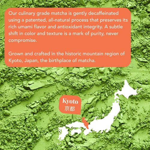 Caff Off Decaf Matcha Green Tea Powder From Japan - 3.52 oz / 100 g - Culinary Grade - Naturally Decaffeinated Using No Chemicals - Tested For Heavy Metals & Pestacides - First Harvest & Shade Grown Caffeine Free Matcha Powder
