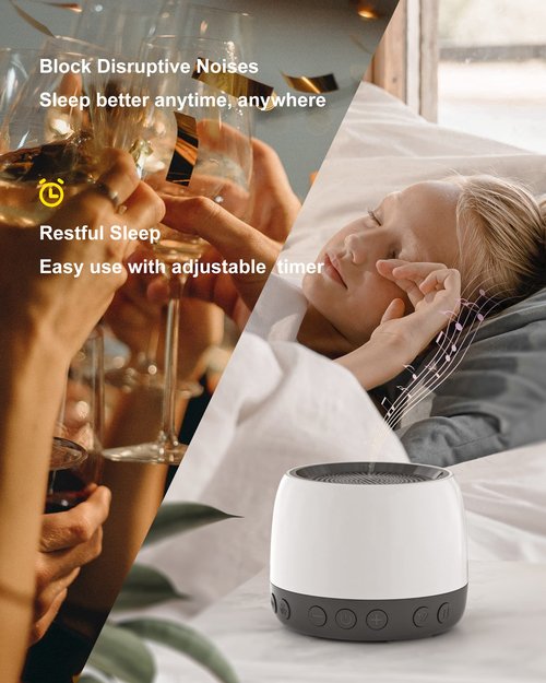 elesories White Noise Machine, Sound Machine with13 Non Looping Natural Soothing Sounds for Adults Baby Sleeping, Also Be Used as a Multifunctional Speaker for Home, Office Privacy | Nursery | Travel…