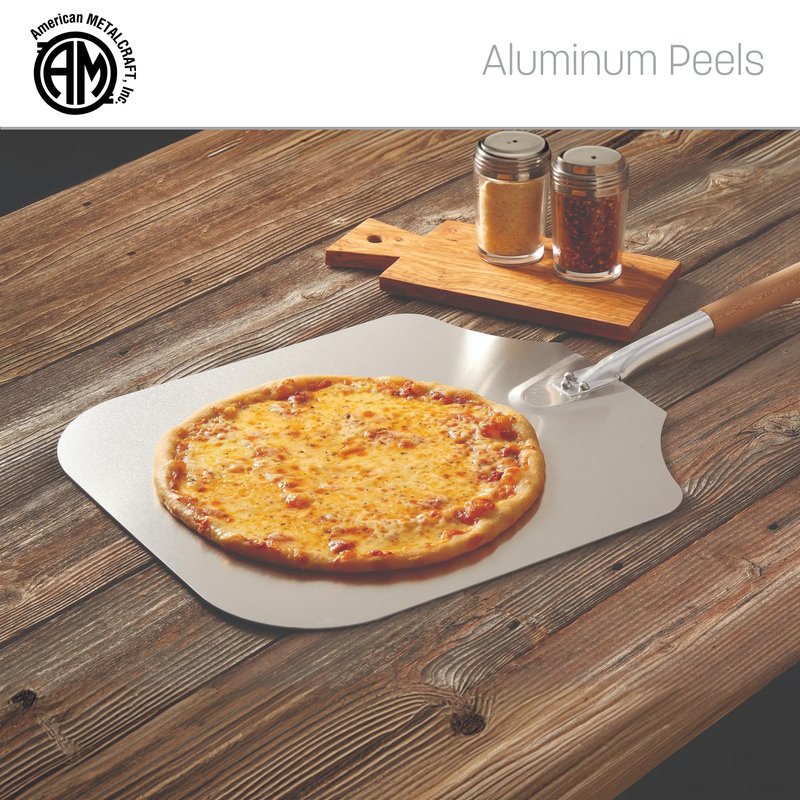 American METALCRAFT, Inc. "3512 35.5"" Aluminum Pizza Peel with 19"" Wood Handle, 12"" x 14"" Medium Blade", Silver