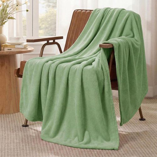 Bedsure GentleSoft Fleece Blanket - Cozy Lightweight Plush Twin Size Green 60x80 Inches for Bed & Travel