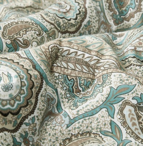 Chezmoi Collection Presley 3-Piece Queen Size Washed Cotton Paisley Comforter Set - Elegant Teal Ivory Brown Paisley Floral Printed Bedding Set Reversible Lightweight Comforter for All Season