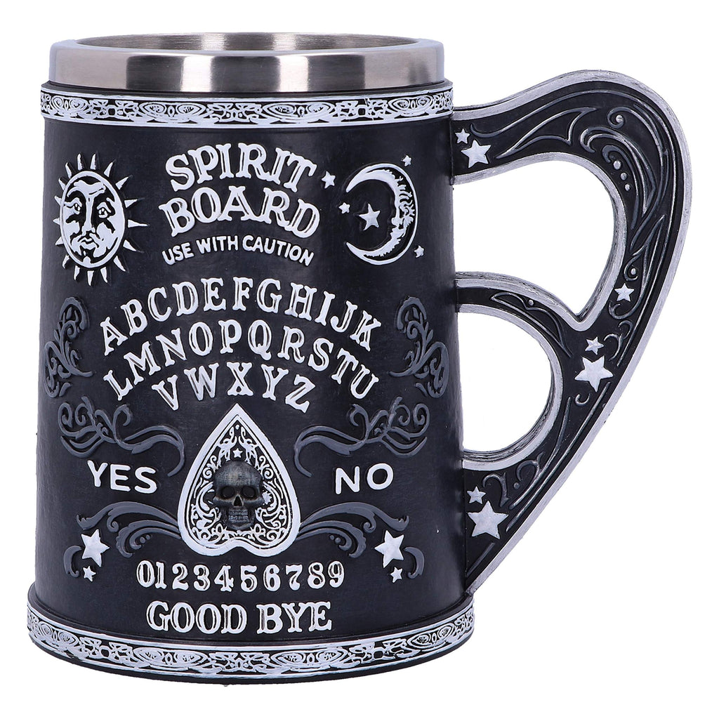 Nemesis Now Black and White Spirit Board Tankard Mug, Resin w/stainless steel insert, 14.5cm