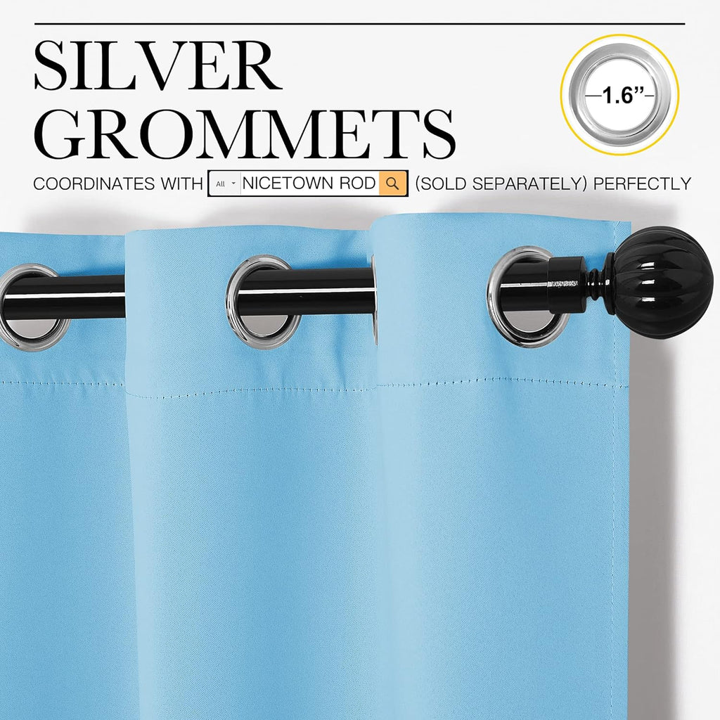 NICETOWN Blackout Window Curtains - Triple Weave Thermal Insulation | Double Panels, 42"x84", Blue