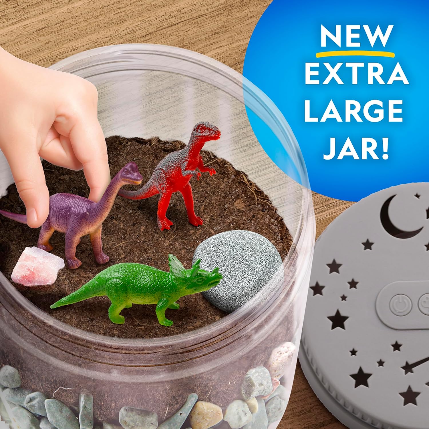 National Geographic Dinosaur Terrarium Kit - Light-Up Dino Habitat with Real Plants & Science Fun for Kids