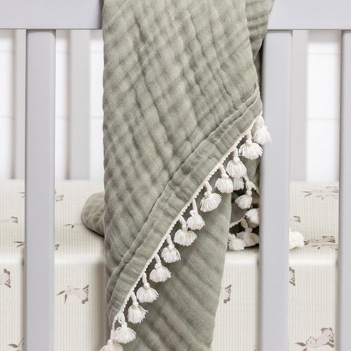 Crane Baby Organic Cotton Crib Sheet - Soft, Breathable, Gender Neutral Bunny Design