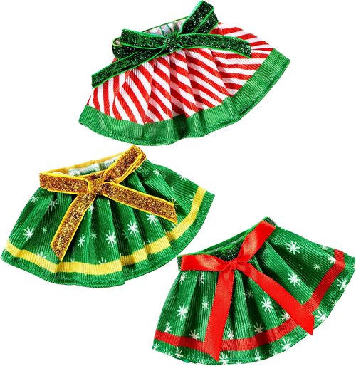 JOYIN Christmas Doll Skirts - 3-Piece Green Santa Dress Accessories Set for Holiday Decor