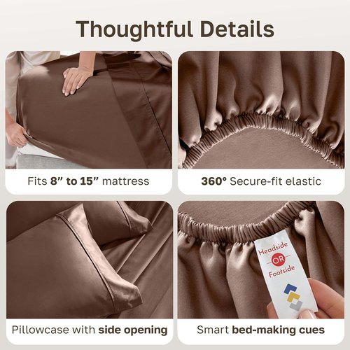 California Design Den Twin XL Bed Sheets Set - 100% Cotton, 400 Thread Count, Silky Smooth - Espresso Brown