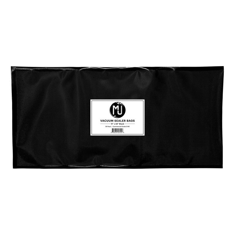 MJ Commercial-Grade Vacuum Sealer Bags for Food Storage, Sous Vide | 50 Pack (11" x 24" 5 Mil, All Black)