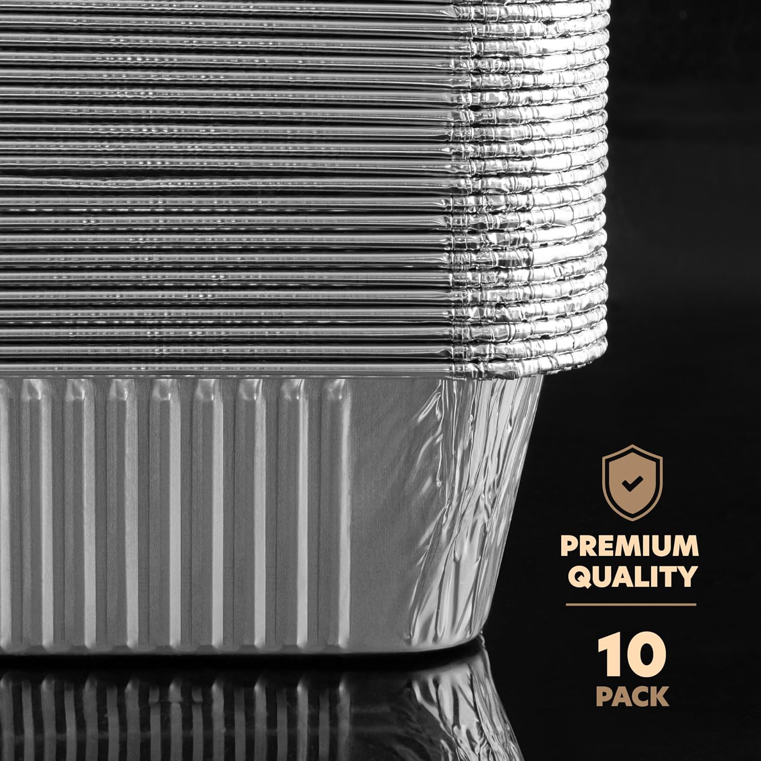 PlasticPro 10-Pack Aluminum Pans - Heavy-Duty 12.5" x 9" Disposable Foil Pans with Covers for Baking & Cooking