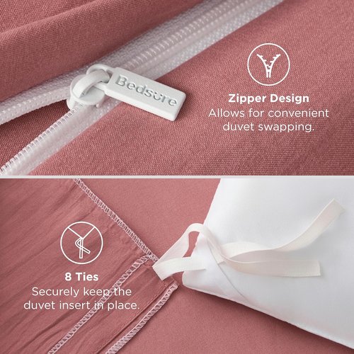 Bedsure Pink Clay Duvet Cover Set - King Size 3-Piece Extra Soft Cotton-Like Bedding | 104x90 Inches with Zipper Closure