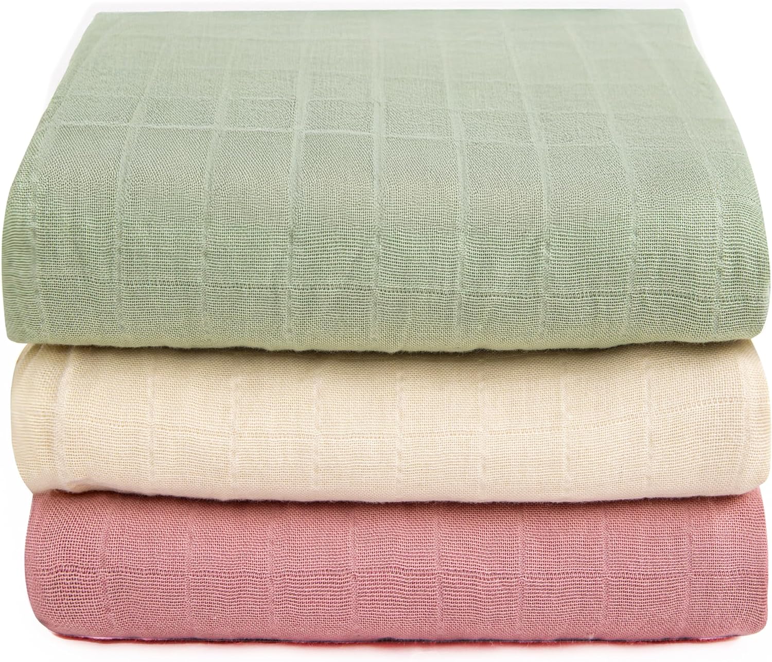 Organic Muslin Swaddle Blankets - 100% Organic Cotton Baby Wraps | Soft, Breathable & Skin-Friendly | 3-Pack, Large 47 x 47 Inches