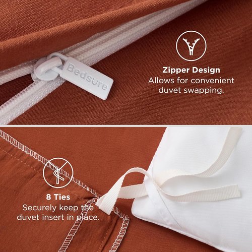 Bedsure Terracotta Duvet Cover Set - Extra Soft Twin/Twin XL Bedding, 2 Pieces with Zipper Closure & Pillow Sham
