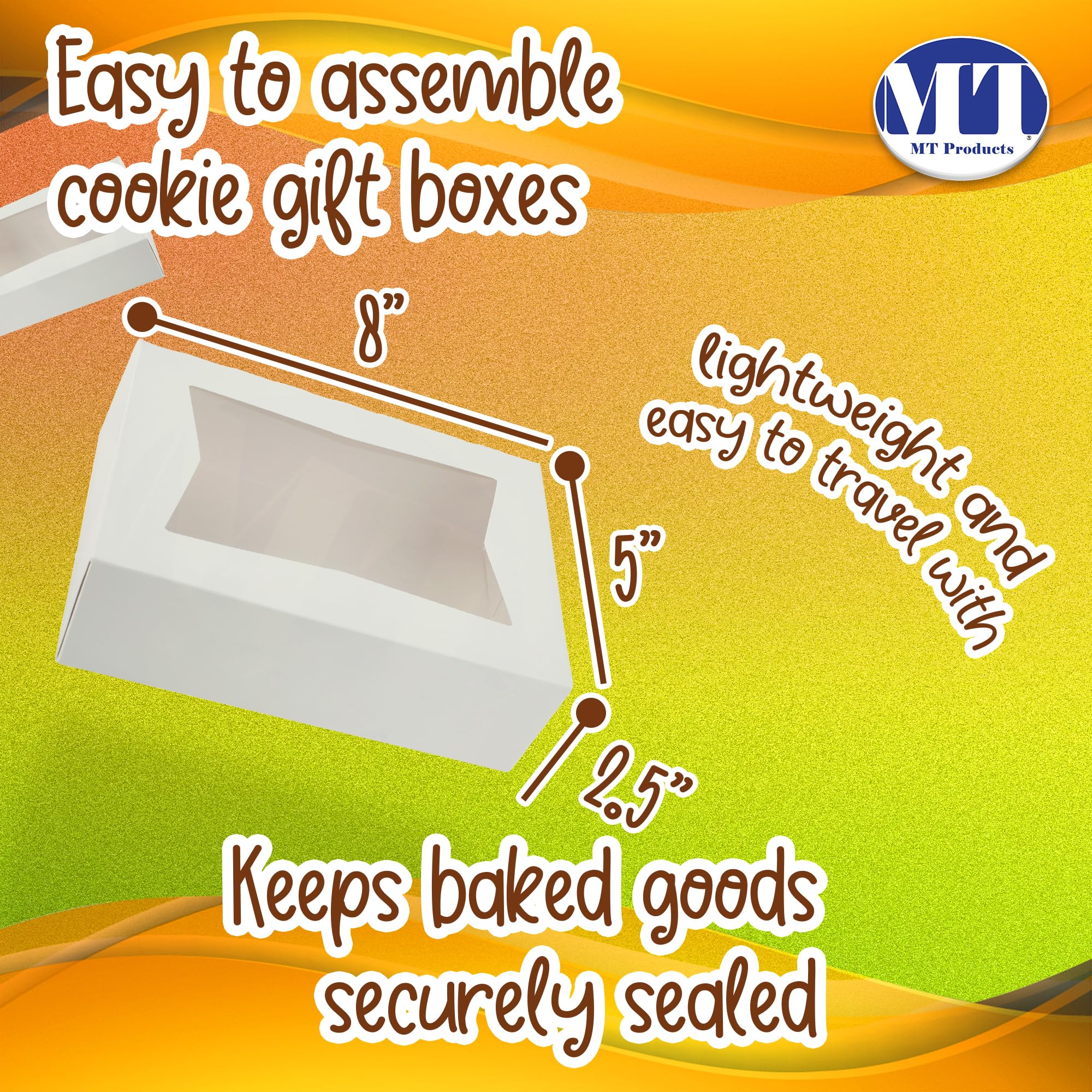 MT Products Cupcake Boxes 8" x 5.75" x 2.5" - Auto Pop-Up Bakery Boxes with Window (Pack of 25) - Made in the USA