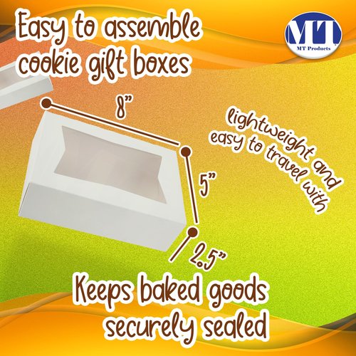 MT Products Cupcake Boxes 8" x 5.75" x 2.5" - Auto Pop-Up Bakery Boxes with Window (Pack of 25) - Made in the USA
