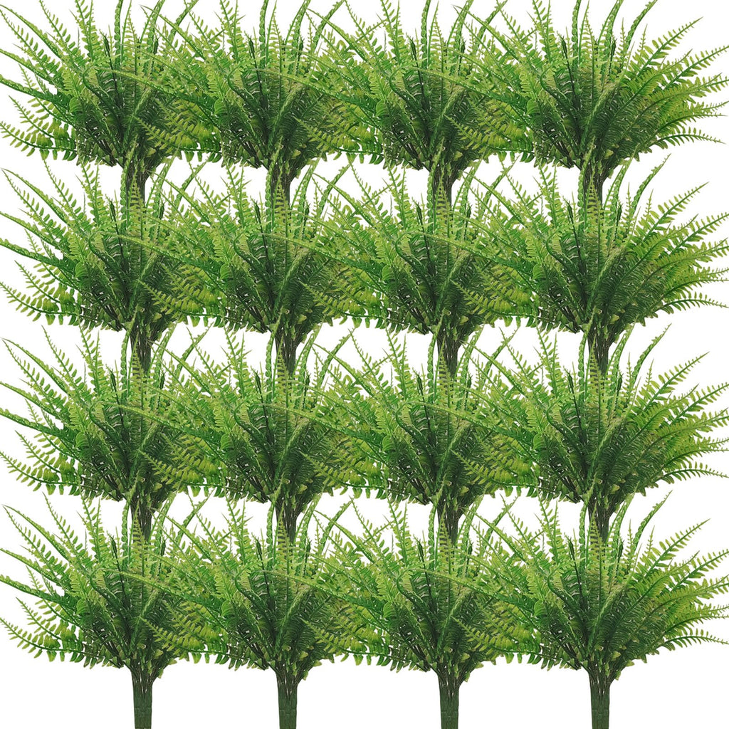 Coreland 80 Pcs Artificial Fake Boston Fern Plants Bushes Faux Plants Shrubs Greenery UV Resistant for House Office Garden Indoor Outdoor Décor