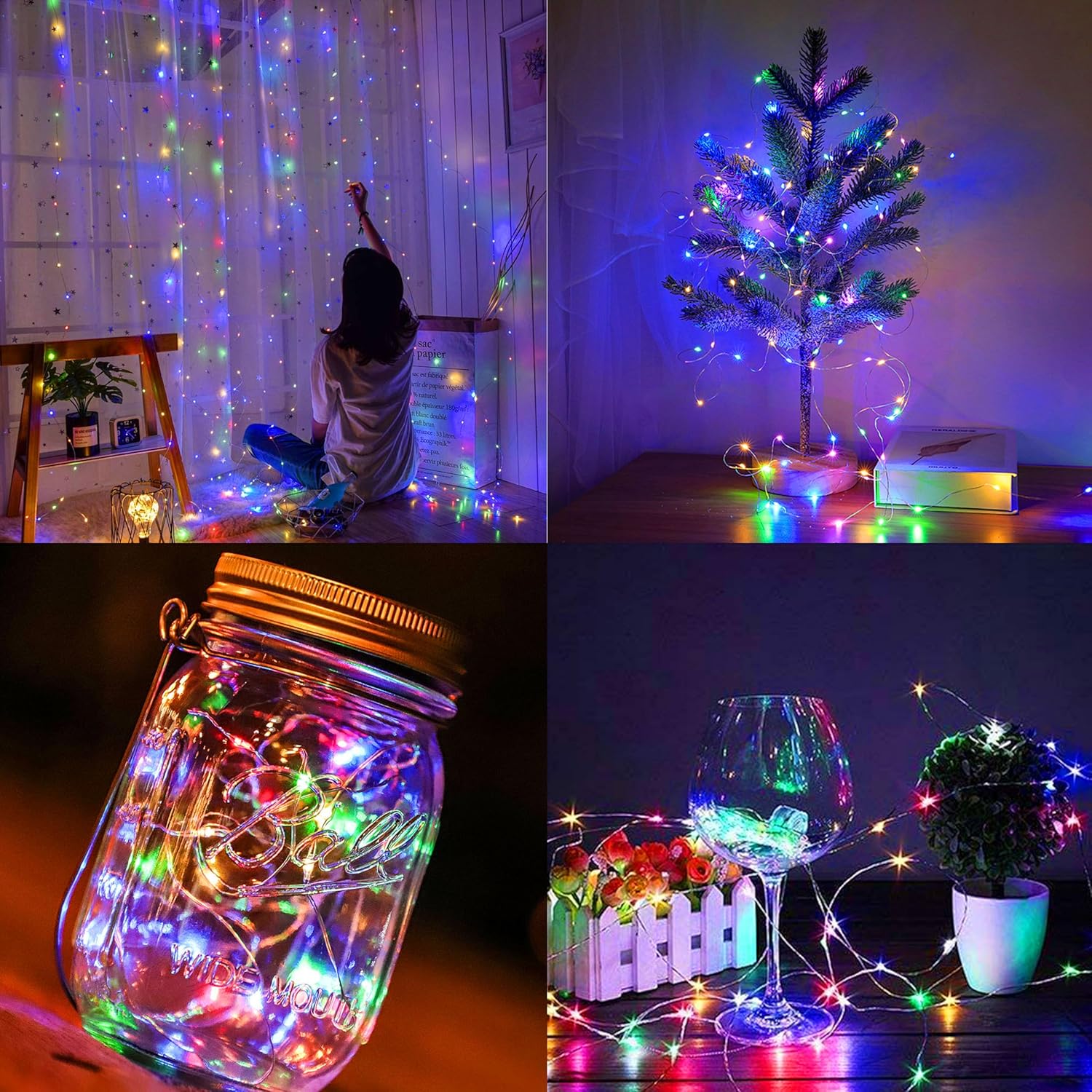 Skiennix 12 Pack Fairy Lights - Battery Operated 7ft Waterproof Silver Wire LED String Lights for DIY Wedding Décor & Party Centerpieces