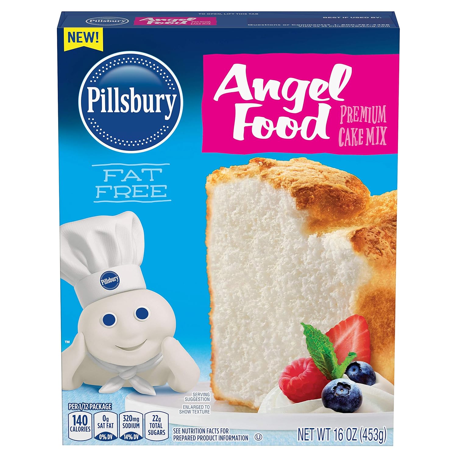 Pillsbury Angel Food Cake Mix - Light & Fluffy Dessert | 16 Ounce Pack of 12