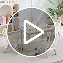 Kids Adjustable Height Table & 4 Chairs Set - Natural, DOREROOM
