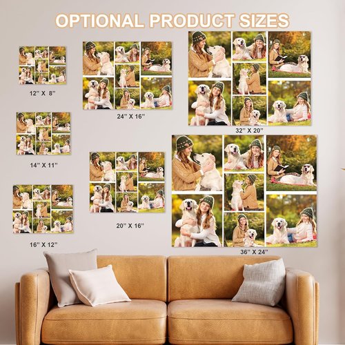 GagetElec Custom Canvas Prints - Personalized Photo Wall Art for Couples | Framed Horizontal (7 Photos)
