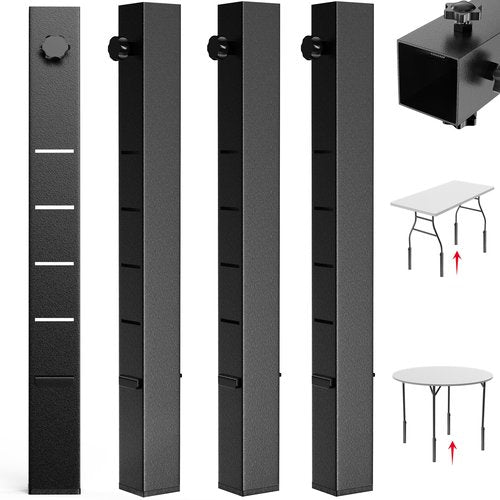 Laowu 4 Pcs Folding Table Risers for Table Legs, Folding Table Leg Extenders, 5 Levels Adjustable Height Extensions Rise Table Straight/Bent Legs 4.8｜6.7｜8.7｜10.8｜14.2in for Treating Your Back Pain