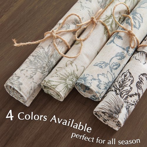 JINCHAN Floral Placemats Set of 4 Farmhouse Linen Placemats Cloth Table Mats Holiday Seasonal Rustic for Kitchen Dining Table Decor Heat Resistant Washable Tablemats 13x19 Inch Green