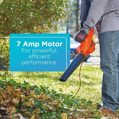 BLACK+DECKER Electric Leaf Blower - Lightweight Handheld Design, 180 MPH Airspeed, 7-Amp Power