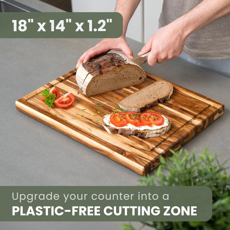 WALDWERK Large Teak Wood Cutting Board (18 x 14 x 1,2 inches)