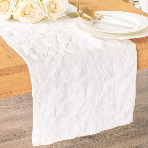 The Linen Abode Cream Linen Table Runners for Dining Table Fabric Lined | for Home, Kitchen, Dining Room, Holiday, Wedding Party Decor