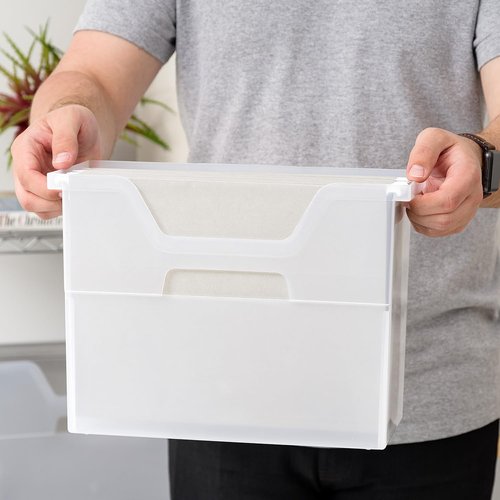 IRIS USA Medium Portable Desktop File Box - Open Lid Design with Side Handles | 6 Pack for Letter Size Documents, Clear