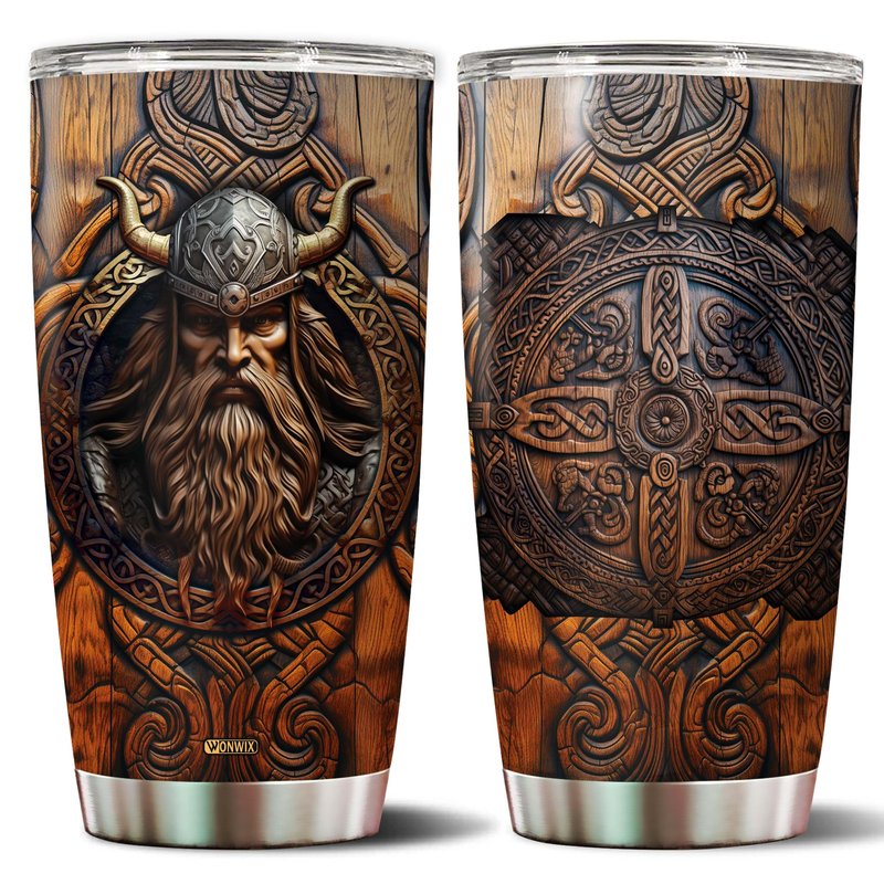 WONWIX Viking Cup Tumbler 20oz Viking Gifts for Men Dad Husband Vikings Stainless Steel Insulated Coffee Mugs Travel Drinking Cups Gift for Birthday Christmas Retirement Fathers Day